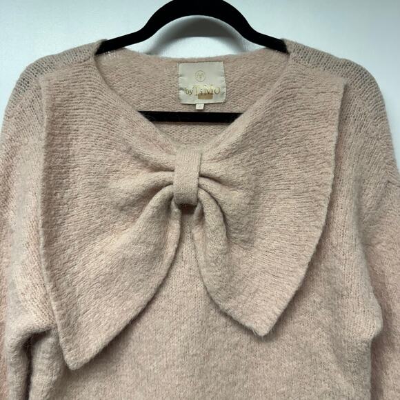 ByTimo Womens Alpaca Wool Blend Sweater Big Bow Light Muted Pink Size Small - Picture 3 of 8